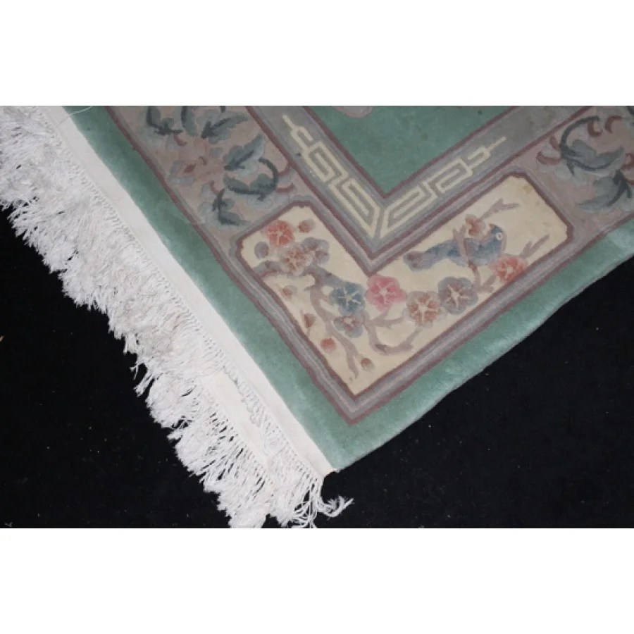 Large Patterned Green Thick Chinese Wool Rug